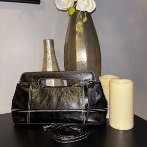 Vintage Rolfs Genuine Leather Elegant Black Handbag.
